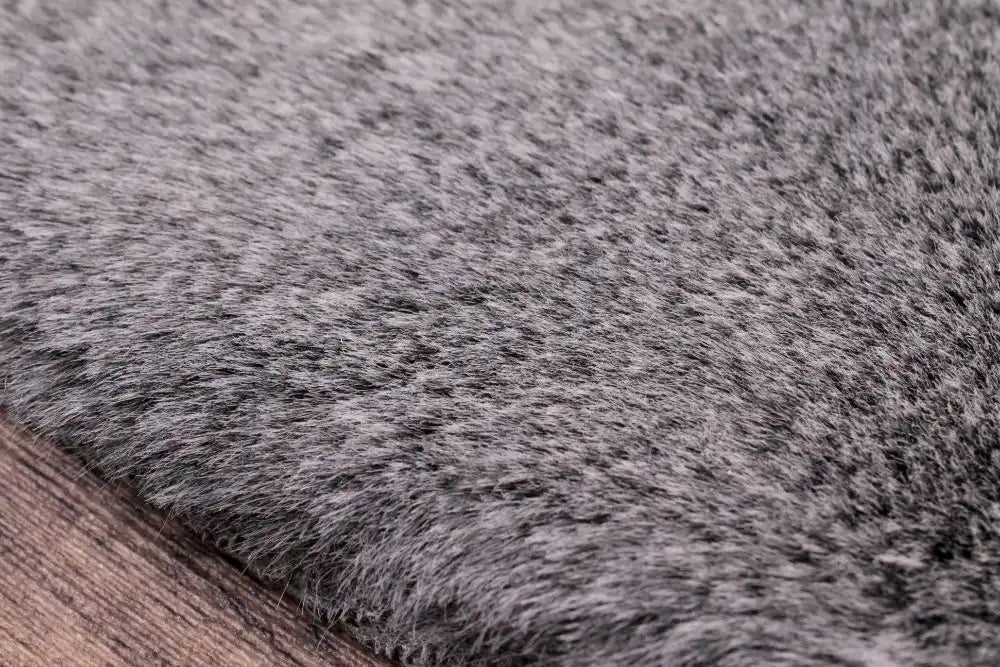HMC tipped luxe fur shadow grey Grey Living Room Shaggy Rug.