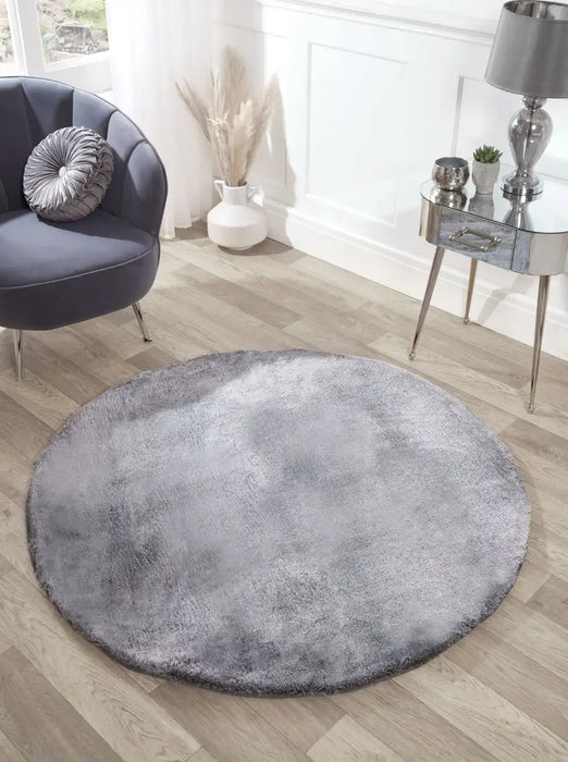 HMC tipped luxe fur shadow grey Grey Living Room Shaggy Rug.
