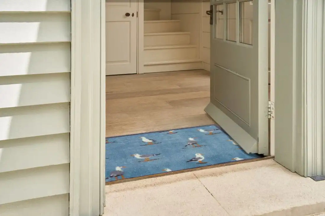 Turtle Mat sanderson home shore birds blue Blue Outdoor  Washable Rug.