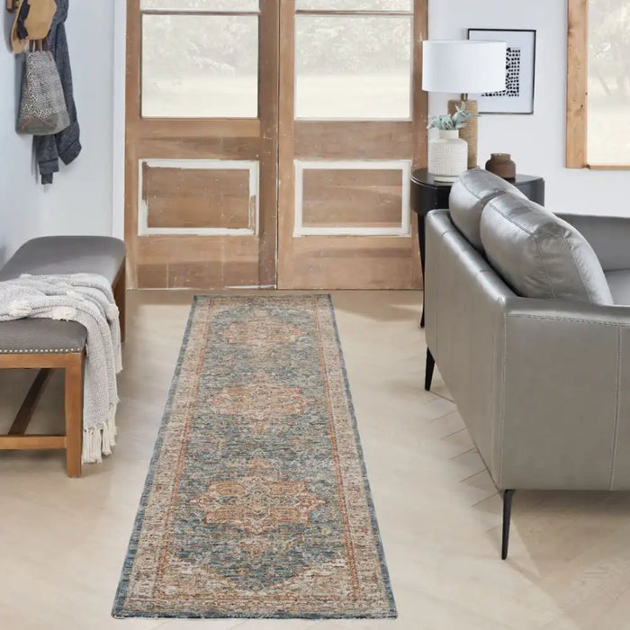 Nourison sahar shr06 ivory blue Blue, Ivory Living Room Moroccan Rug.