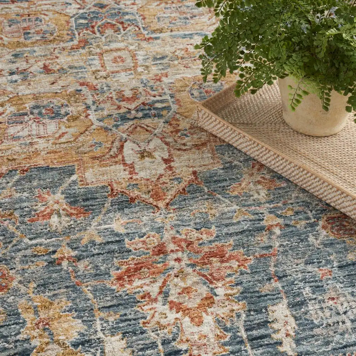 Nourison sahar shr06 ivory blue Blue, Ivory Living Room Moroccan Rug.