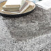 Origins shimmer border silver Grey Living Room Shaggy Rug.