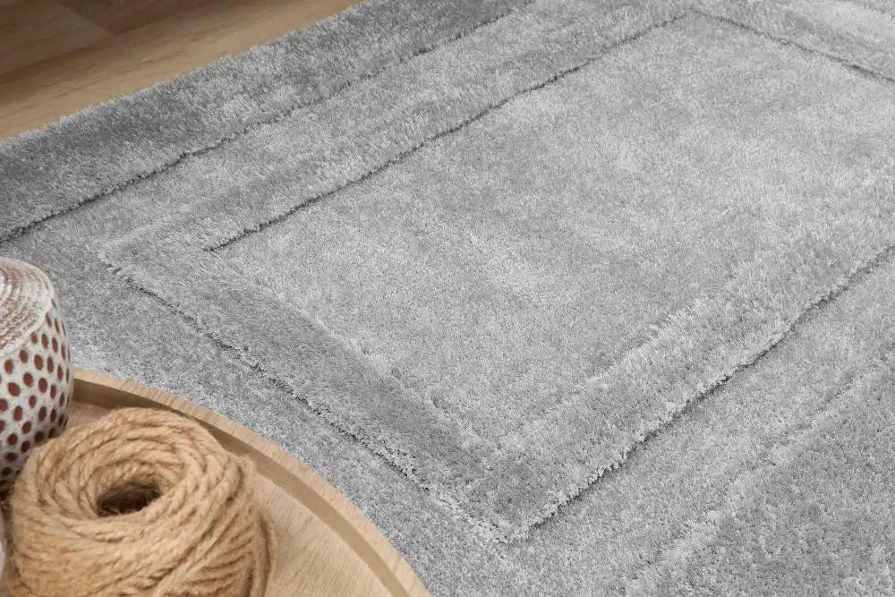 Origins frame silver Grey Living Room Geometric Rug.