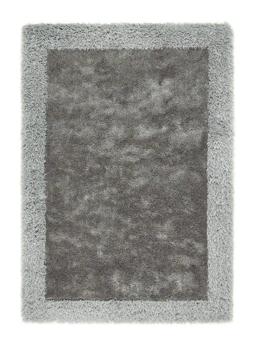 Origins shimmer border silver Grey Living Room Shaggy Rug.