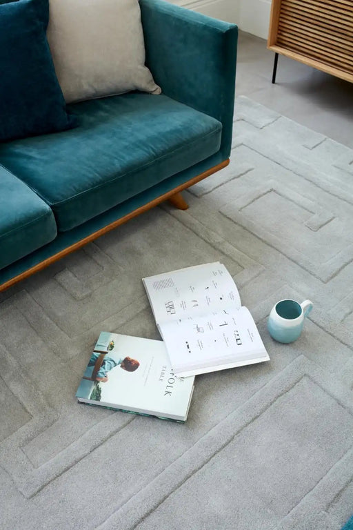 Asiatic maze asiatic silver Grey Living Room Wool Rug.