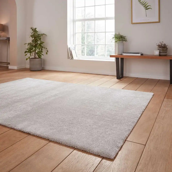 Think Rugs cove silver Grey Living Room Shaggy Rug.