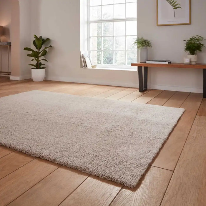 Think Rugs kara washable silver Grey Living Room Shaggy Rug.