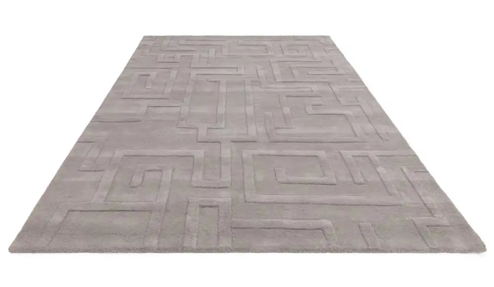 Asiatic maze asiatic silver Grey Living Room Wool Rug.