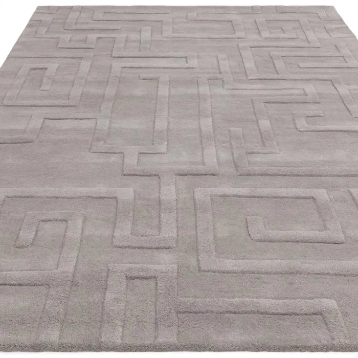 Asiatic maze asiatic silver Grey Living Room Wool Rug.