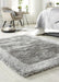 Origins shimmer border silver Grey Living Room Shaggy Rug.