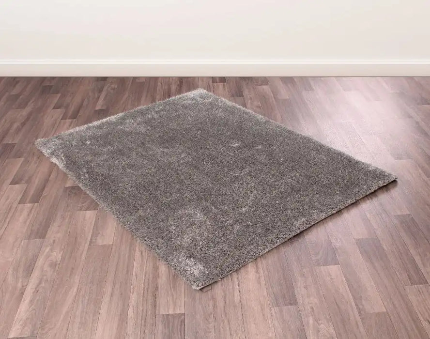 HMC whisper hmc silver Grey Living Room Shaggy Rug.