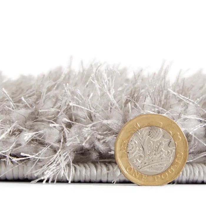 Think Rugs lux shaggy silver Grey Living Room Shaggy Rug.