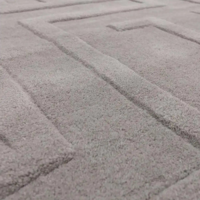 Asiatic maze asiatic silver Grey Living Room Wool Rug.