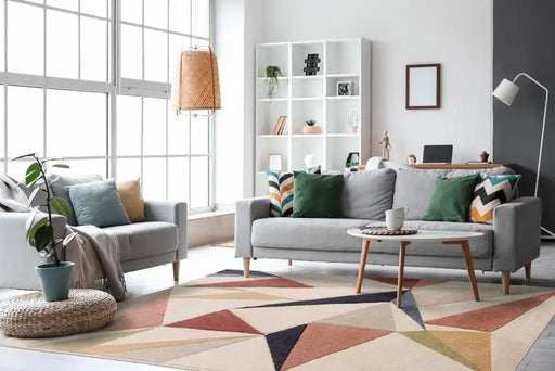 Asiatic sketch sk19 kaleidoscope multi Multicoloured, Pink, Red Living Room  Rug.