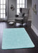 My Mats buddy soft blue Blue Living Room Shaggy Rug.