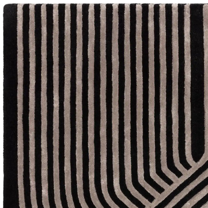 Asiatic matrix asiatic solstice gunmetal Grey, Black Living Room Wool Rug.