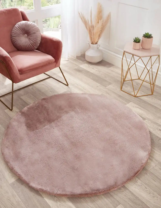 HMC tipped luxe fur spiced pink Pink Living Room Shaggy Rug.