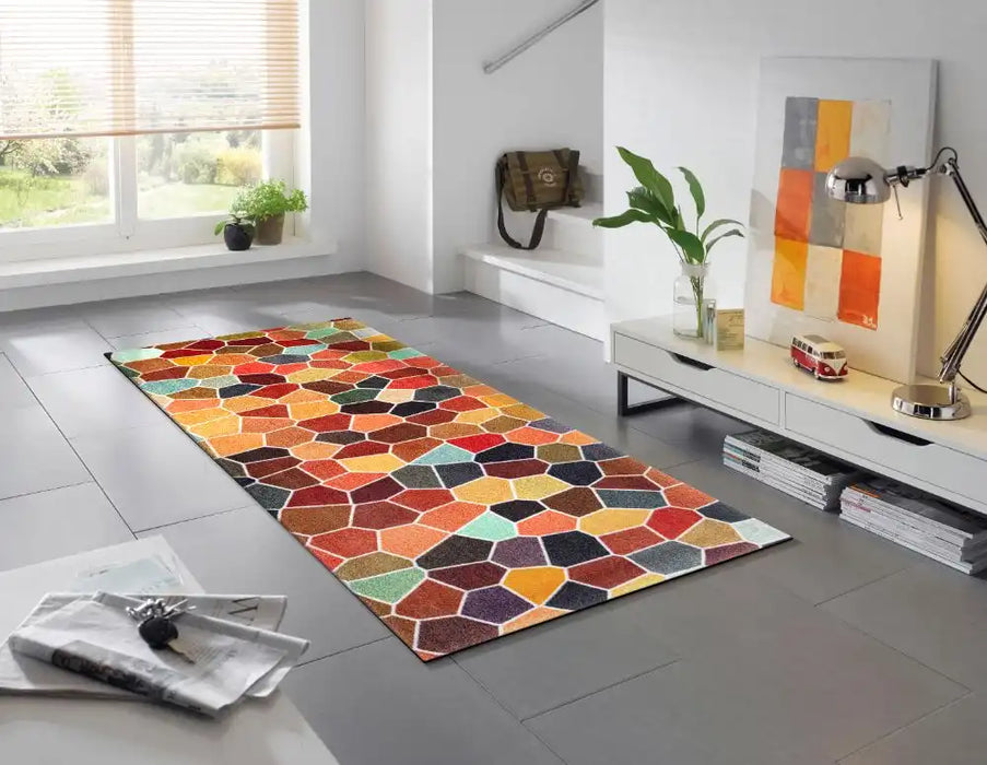 Wash + Dry decor splendour Multicoloured Living Room Washable Rug.