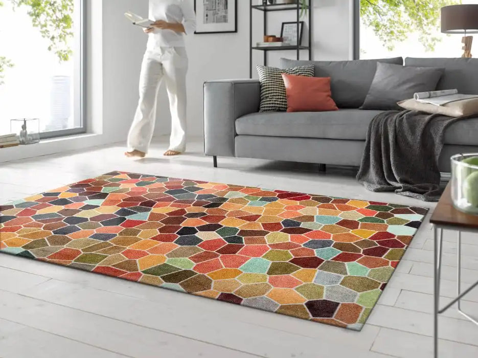 Wash + Dry decor splendour Multicoloured Living Room Washable Rug.