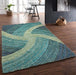 Rug Style 3d ultimate shaggy stella blue Blue Living Room Geometric Rug.