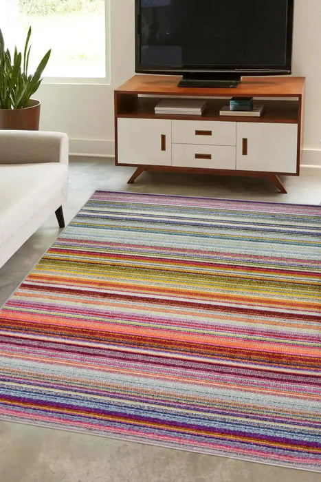 Homemaker villa stripe Multicoloured Living Room Geometric Rug.