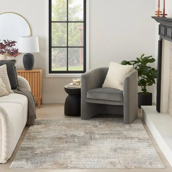 Nourison sustainable trends sut04 beige grey Grey, Beige Living Room  Rug.