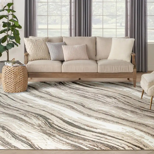 Nourison sustainable trends sut05 beige grey Grey, Beige Living Room  Rug.