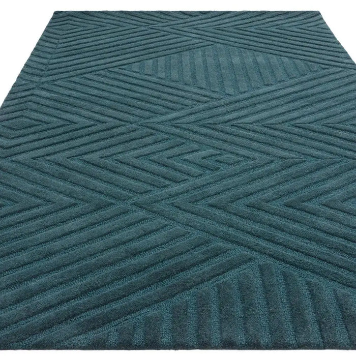 Asiatic hague teal Blue, Green, Teal Living Room Wool Rug.