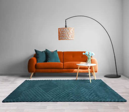 Asiatic hague teal Blue, Green, Teal Living Room Wool Rug.