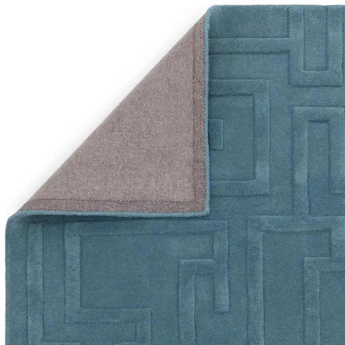 Asiatic maze asiatic teal Blue, Teal Living Room Wool Rug.