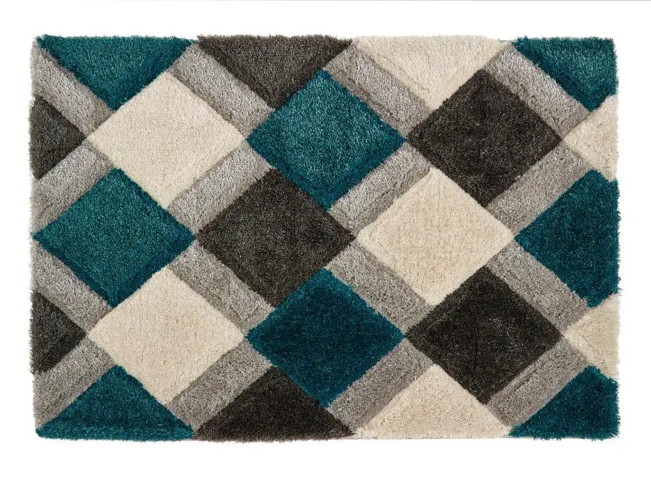 3D Geo Shaggy Teal Blue, Teal Rug — RugsDirect Online