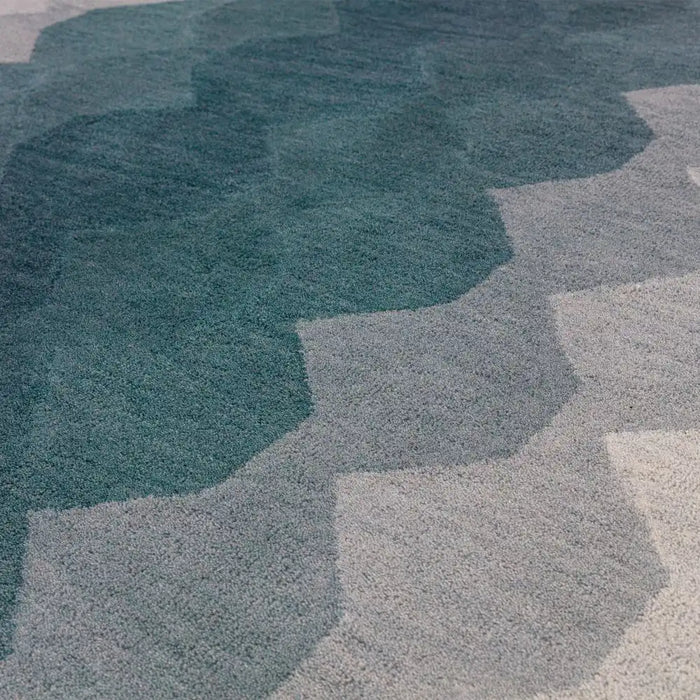Asiatic hive teal teal Teal, Cream Living Room Natural Fibre Rug.