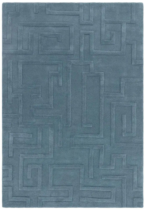 Asiatic maze asiatic teal Blue, Teal Living Room Wool Rug.