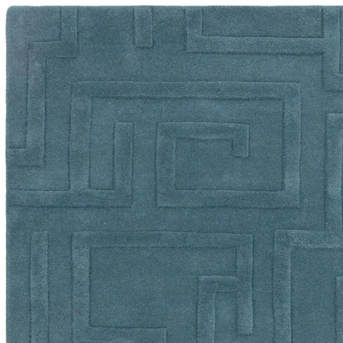 Asiatic maze asiatic teal Blue, Teal Living Room Wool Rug.