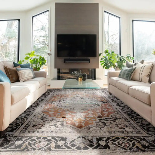Asiatic sovereign terracotta medallion 04 Orange Living Room Flat Weave Rug.