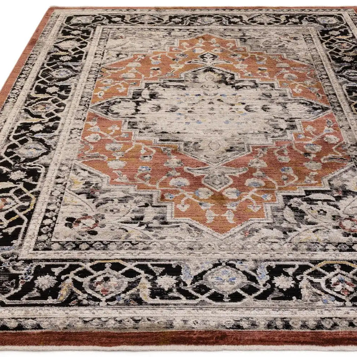 Asiatic sovereign terracotta medallion 04 Orange Living Room Flat Weave Rug.