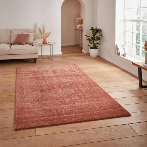 Think Rugs cove terracotta Orange Living Room Shaggy Rug.