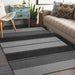 Likewise Matting duo weave indoor outdoor tonal stripes charcoal Grey Outdoor  Flat Weave Rug.