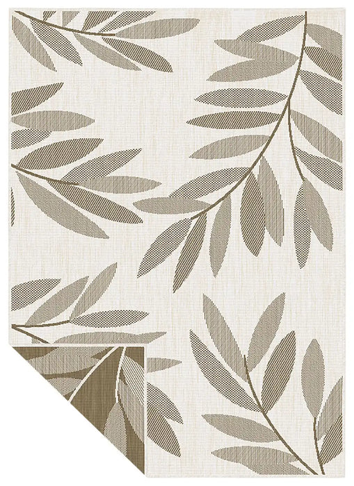 Likewise Matting duo weave indoor outdoor trailing leaves beige Beige Outdoor  Flat Weave Rug.