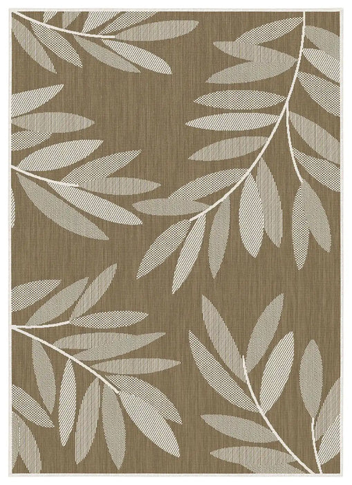 Likewise Matting duo weave indoor outdoor trailing leaves beige Beige Outdoor  Flat Weave Rug.
