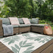 Likewise Matting duo weave indoor outdoor trailing leaves green Green, Ivory Outdoor  Flat Weave Rug.