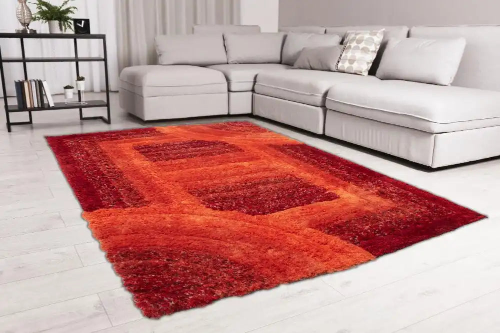3D Ultimate Shaggy TRELLIS RED Red Rug — RugsDirect Online