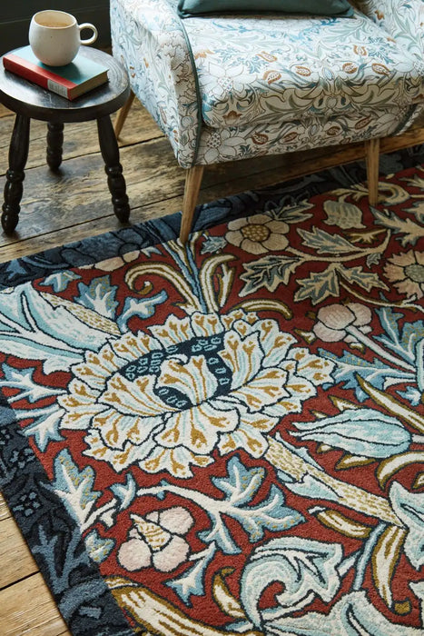Morris & Co morris and co trent madder red webbs blue 127510 Multicoloured Living Room Wool Rug.