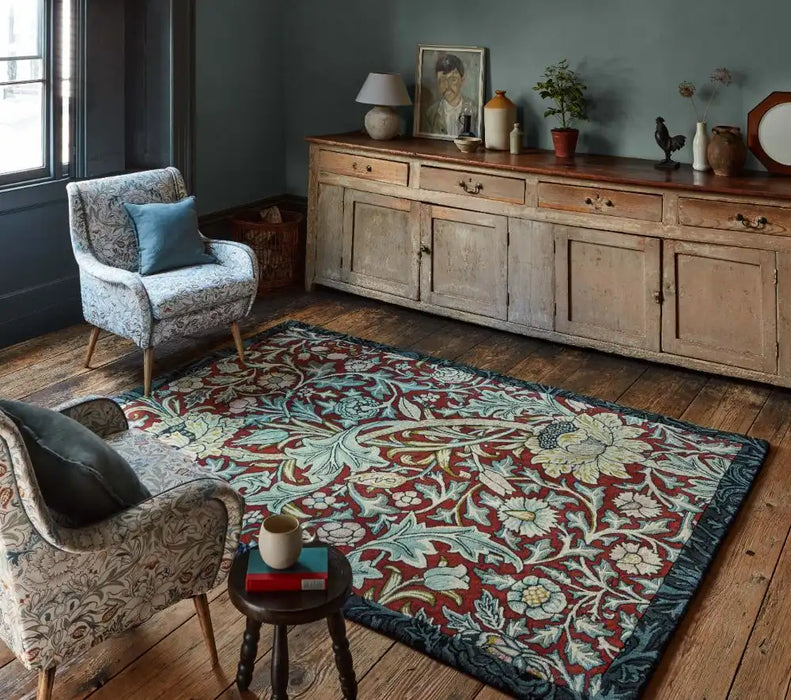 Morris & Co morris and co trent madder red webbs blue 127510 Multicoloured Living Room Wool Rug.