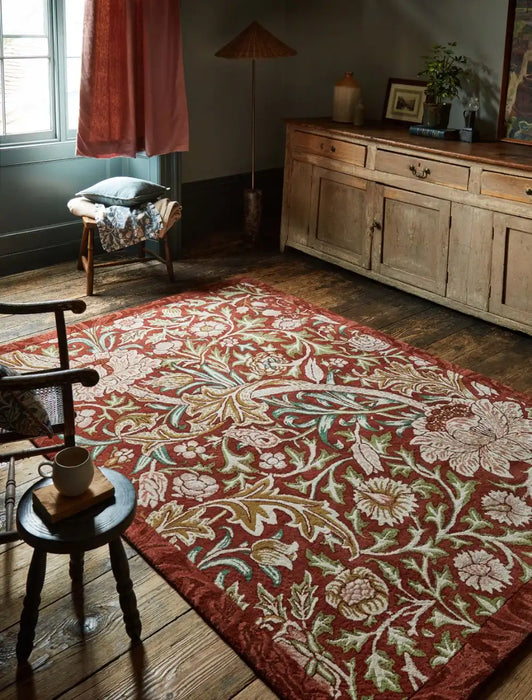 Morris & Co morris and co trent red house 127503 Red Living Room Wool Rug.