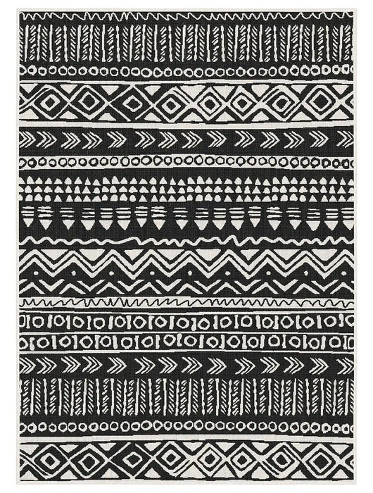 Duo Weave Indoor/Outdoor Tribal Black Grey, Black Rug — RugsDirect Online