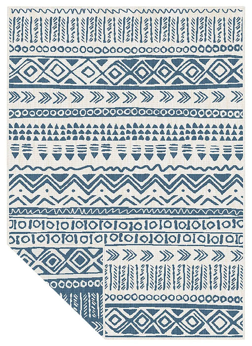 Likewise Matting duo weave indoor outdoor tribal ocean Blue Outdoor  Flat Weave Rug.