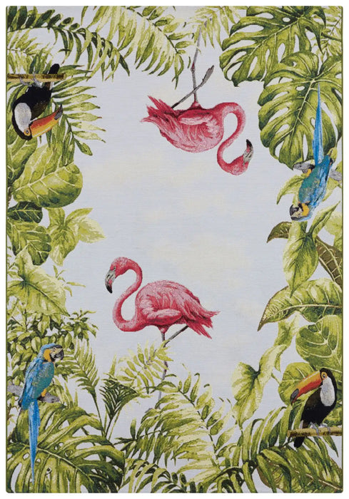 Hanse Home flair tropical birds Green, Multicoloured Living Room Floral Rug.