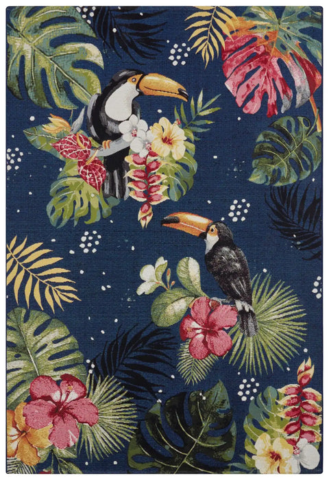 Hanse Home flair tropical dream blue Blue, Multicoloured Living Room Floral Rug.