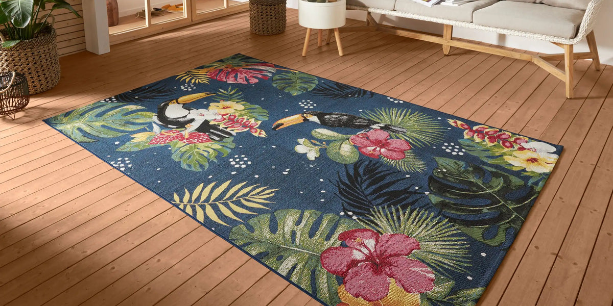 USA RUG / チューリップ柄 rug-tropical-dream-blue-105609